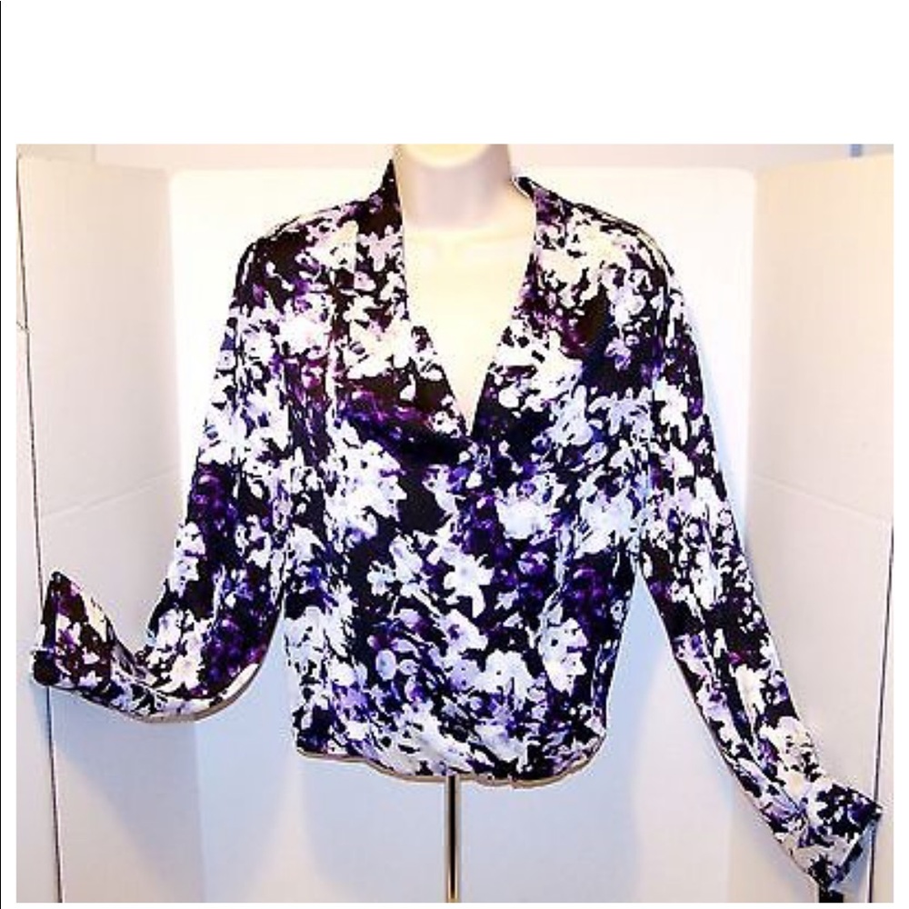 Cowl neck purple patterned blouse - Picture 4 of 4